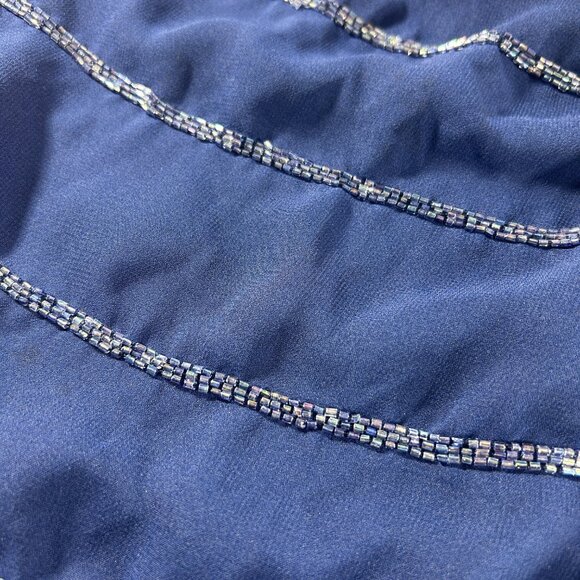 Charming Charlie Navy Blue Beaded Stripe Tank Top Shirt Size Large Lined - Picture 4 of 7